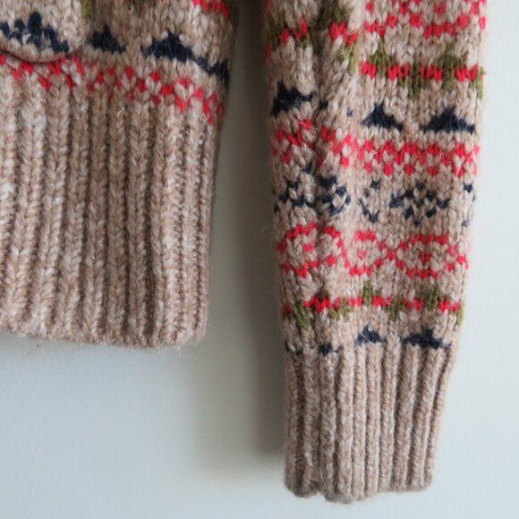 ALEX MILL Wool Fair Isle Cardigan Camel Multi - Women's Size M - Picture 6 of 16